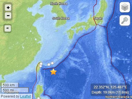 日本石垣島東南259公里處發(fā)生4.6級地震