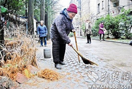 104歲老太義務(wù)清掃社區(qū)幾十年尚可穿針引線（圖）